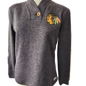 CCM Chicago Blackhawks Womens Pullover Sweater Medium Gray mock neck